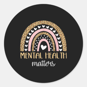 Mental Health Problems Boho Rainbow Awareness Classic Round Sticker
