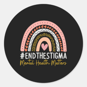 Mental Health Problems End The Stigma Rainbow Boho Classic Round Sticker