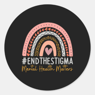 Mental-health Problems End The Stigma Rainbow Boho Classic Round Sticker