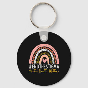 Mental Health Problems End The Stigma Rainbow Boho Key Ring