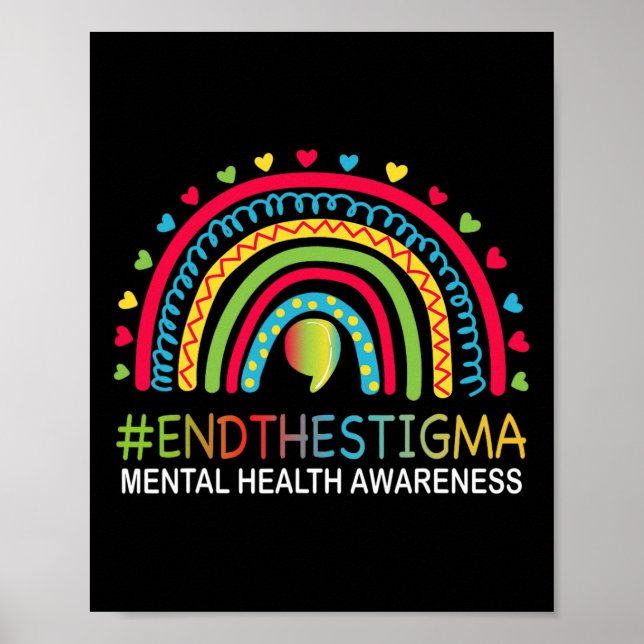 Mental-health Problems End The Stigma Rainbow Boho Poster (Front)