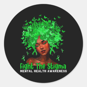 Mental Health Problems Fight The Stigma Afro Afric Classic Round Sticker