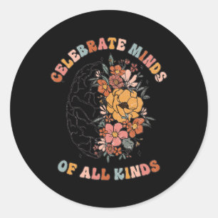 Mental Health Problems Floral Brain Graphic Health Classic Round Sticker