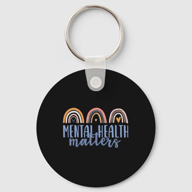 Mental Health Problems Gift End The Stigma Boho Ra Key Ring (Front)