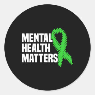 Mental Health Problems Green Ribbon Mental Health Classic Round Sticker