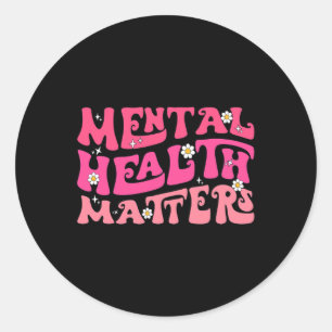 Mental Health Problems Groovy Psychologist Therapy Classic Round Sticker