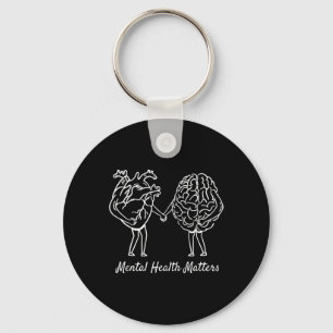 Mental Health Problems Heart Brain Neurodiversity Key Ring