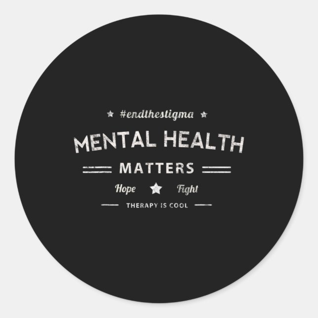 Mental Health Problems Hope And Fight  Classic Round Sticker (Front)