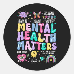 Mental Health Problems Human Brain Illness Awarene Classic Round Sticker