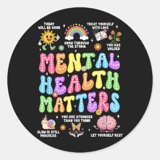 Mental Health Problems Human Brain Illness Awarene Classic Round Sticker
