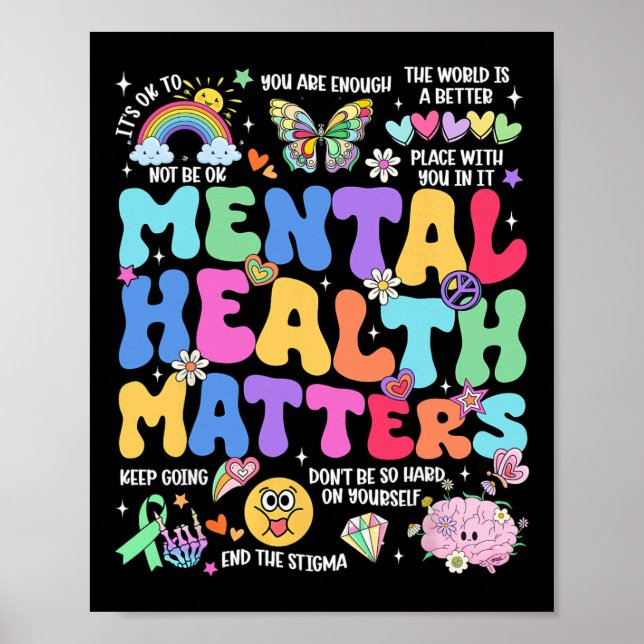 Mental Health Problems Human Brain Illness Awarene Poster (Front)