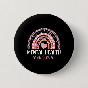 Mental Health Problems Leopard Heart Pink Rainbow 6 Cm Round Badge