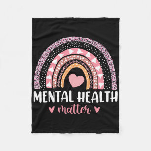 Mental Health Problems Leopard Heart Pink Rainbow Fleece Blanket