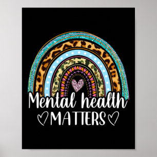 Mental Health Problems Leopard Print Boho Rainbow
