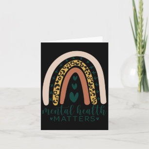 Mental Health Problems Leopard Print Boho Rainbow Card