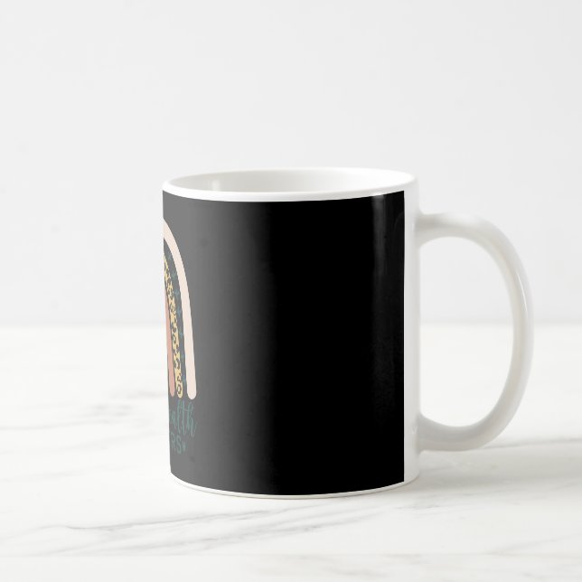 Mental Health Problems Leopard Print Boho Rainbow  Coffee Mug (Right)