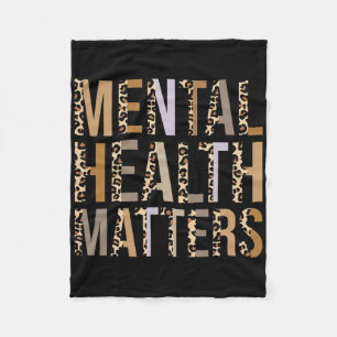 Mental Health Problems Leopard Print Mental Awaren Fleece Blanket