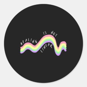 Mental Health Quote Healing Is Not Linear Rainbow Classic Round Sticker