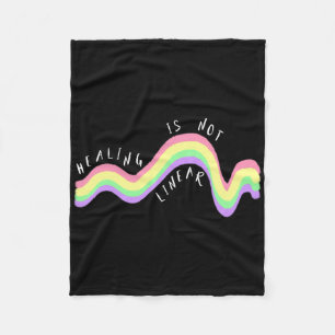 Mental Health Quote Healing Is Not Linear Rainbow Fleece Blanket