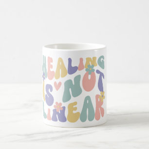 Mental Health Quote Retro Healing is not Linear Coffee Mug