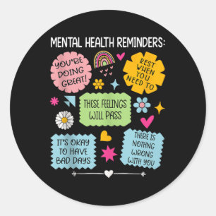 Mental Health Reminders Green Ribbon Mental Health Classic Round Sticker