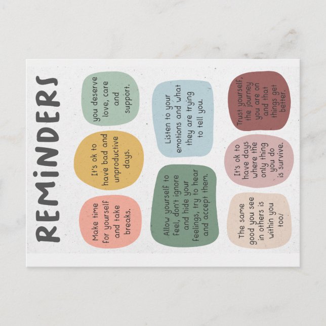 Mental Health Reminders Postcard (Front)
