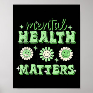 Mental Health Retro Groovy Smile Face Poster