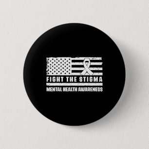 Mental Health Ribbon Usa Flag We Wear Green Mental 6 Cm Round Badge