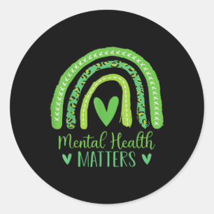 Mental Health S Awareness Boho Rainbow Leopard Sup Classic Round Sticker