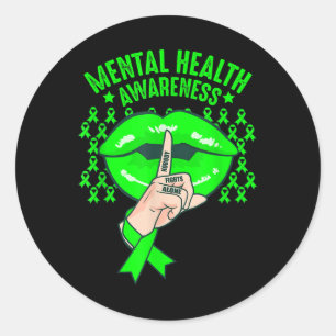 Mental Health S Awareness Cute Lips Women Classic Round Sticker