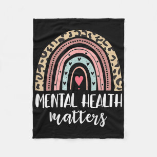 Mental Health S Awareness Leopard Rainbow Women Fu Fleece Blanket