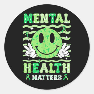 Mental Health S Awareness Smile Face Men Women Kid Classic Round Sticker