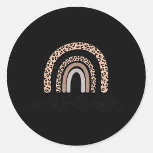 Mental Health S Awareness Therapy Cute Rainbow Classic Round Sticker