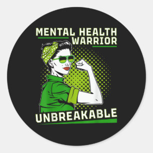 Mental Health S Awareness Warrior Month Unbreakabl Classic Round Sticker