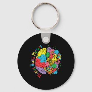 Mental Health S Brain Flowers Aware Psychologist  Key Ring