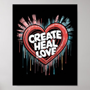 Mental Health S Create Heal Love Groovy Art Therap Poster