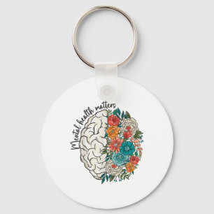 Mental Health S Floral Brain Mental Health Awarene Key Ring