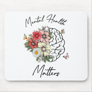 Mental Health S Floral Brain Mental Health Awarene Mouse Pad