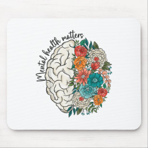 Mental Health S Floral Brain Mental Health Awarene Mouse Pad