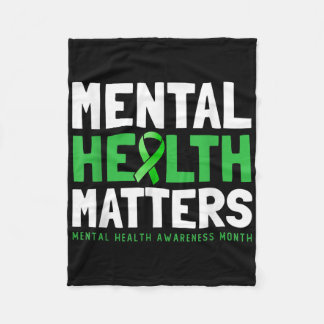 Mental Health S Green Ribbon Mental Health Awarene Fleece Blanket