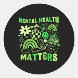 Mental Health S Groovy Floral Mental Health Awaren Classic Round Sticker