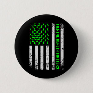 Mental Health S Human Brain Illness Awareness Gree 6 Cm Round Badge