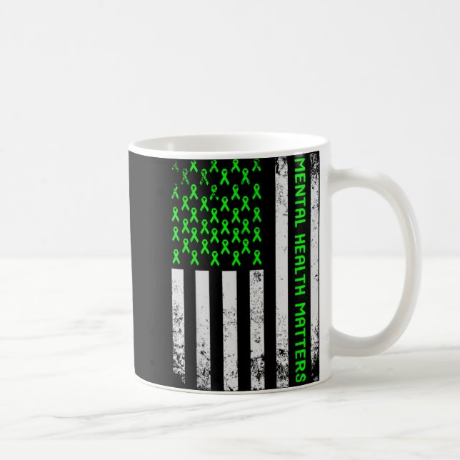 Mental Health S Human Brain Illness Awareness Gree Coffee Mug (Right)