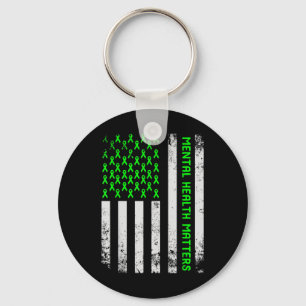 Mental Health S Human Brain Illness Awareness Gree Key Ring