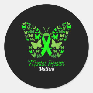 Mental Health S In May We Wear Green Awareness Mon Classic Round Sticker