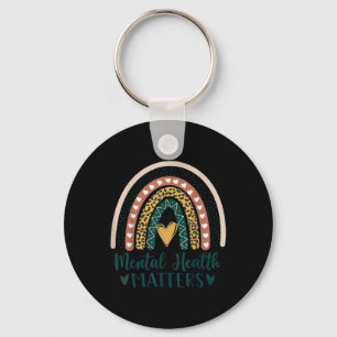 Mental Health S Leopard Boho Rainbow Awareness Key Ring