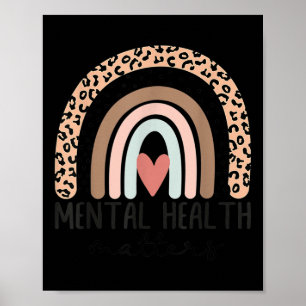 Mental Health S Leopard Boho Rainbow Awareness Mon Poster