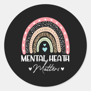 Mental Health S Leopard Print Rainbow Awareness Classic Round Sticker