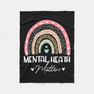 Mental Health S Leopard Print Rainbow Awareness Fleece Blanket