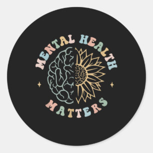 Mental Health S Retro Groovy Mental Health Awarene Classic Round Sticker